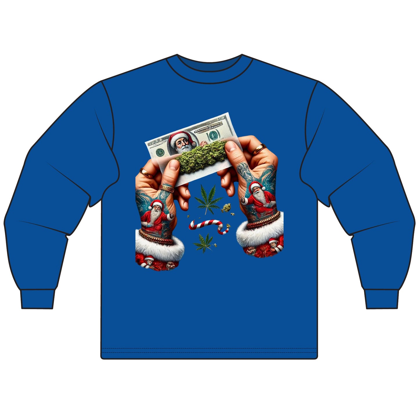 Holiday Vibes Unisex Long Sleeve T-Shirt, Christmas Gift, Cannabis Lover Shirt, Unique Holiday Apparel, Festive Tee, Unisex Tee