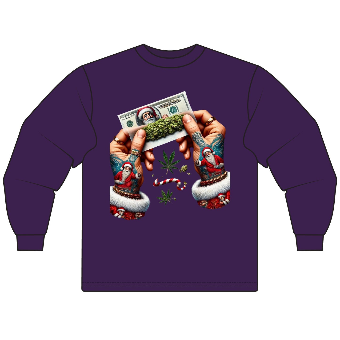 Holiday Vibes Unisex Long Sleeve T-Shirt, Christmas Gift, Cannabis Lover Shirt, Unique Holiday Apparel, Festive Tee, Unisex Tee