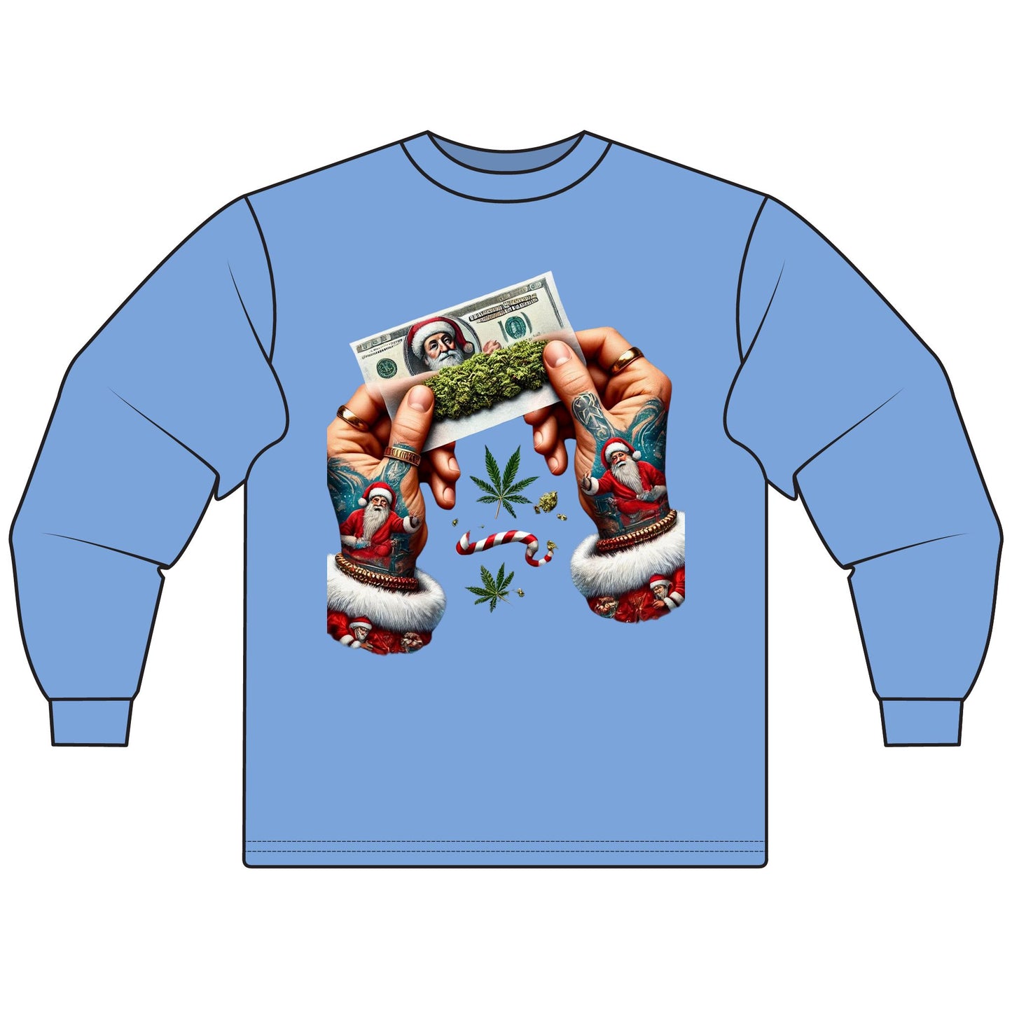 Holiday Vibes Unisex Long Sleeve T-Shirt, Christmas Gift, Cannabis Lover Shirt, Unique Holiday Apparel, Festive Tee, Unisex Tee