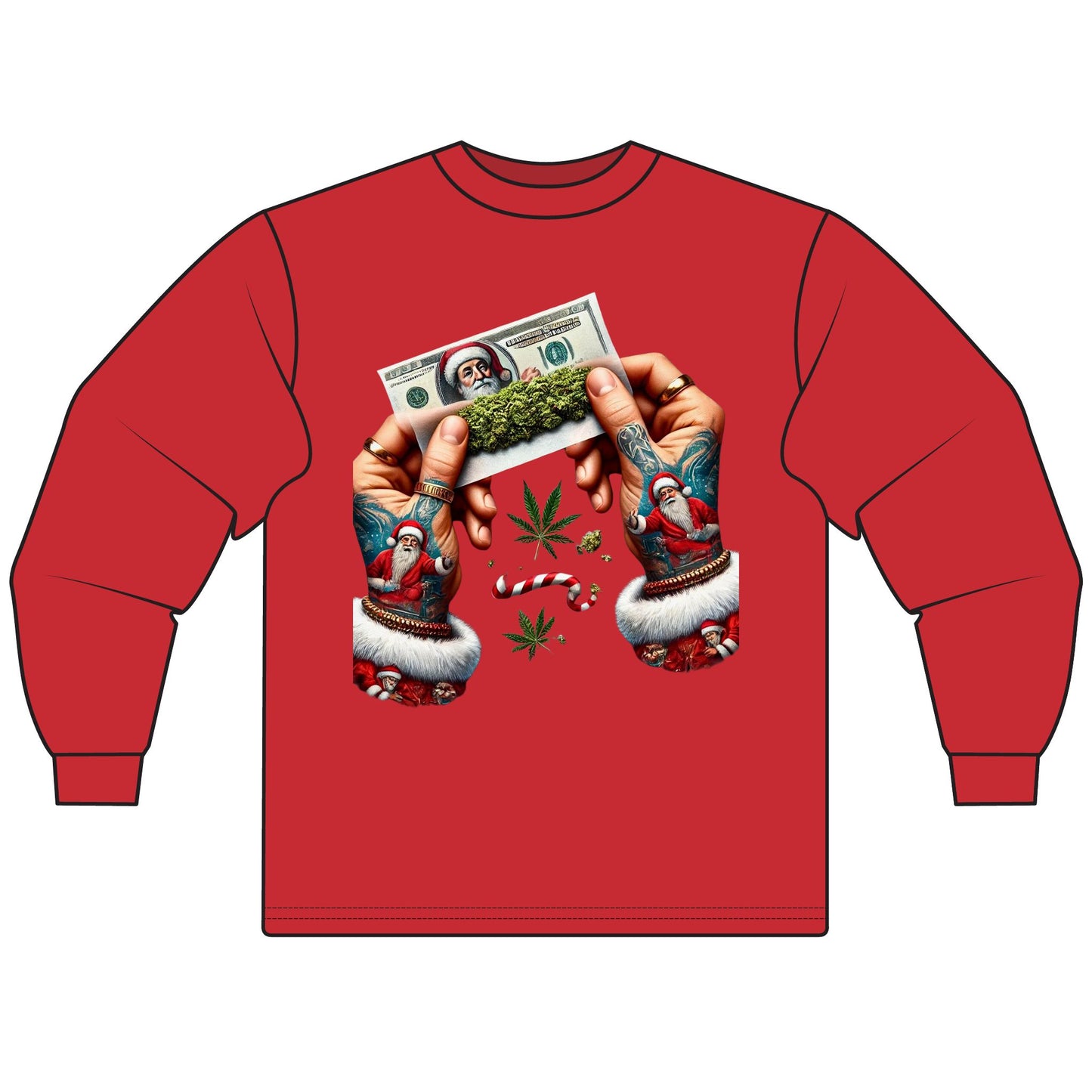 Holiday Vibes Unisex Long Sleeve T-Shirt, Christmas Gift, Cannabis Lover Shirt, Unique Holiday Apparel, Festive Tee, Unisex Tee