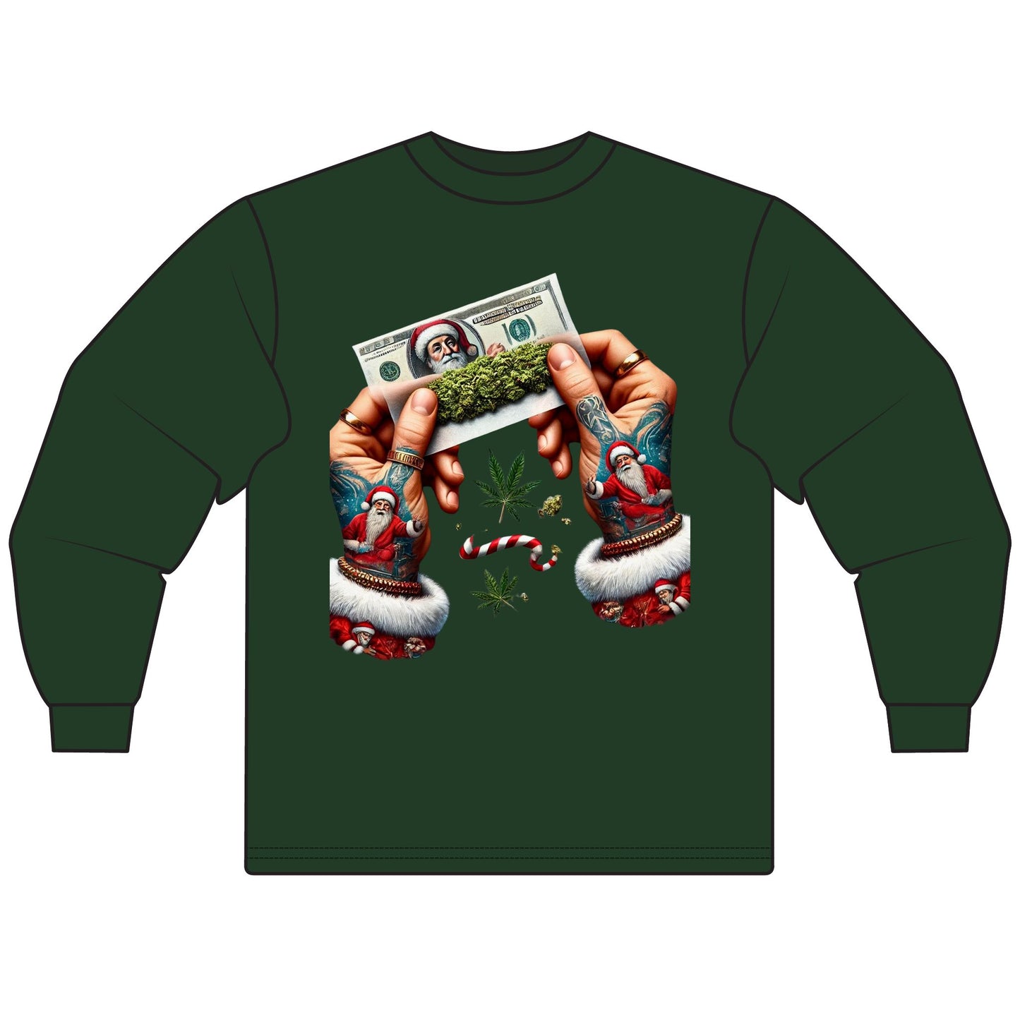 Holiday Vibes Unisex Long Sleeve T-Shirt, Christmas Gift, Cannabis Lover Shirt, Unique Holiday Apparel, Festive Tee, Unisex Tee