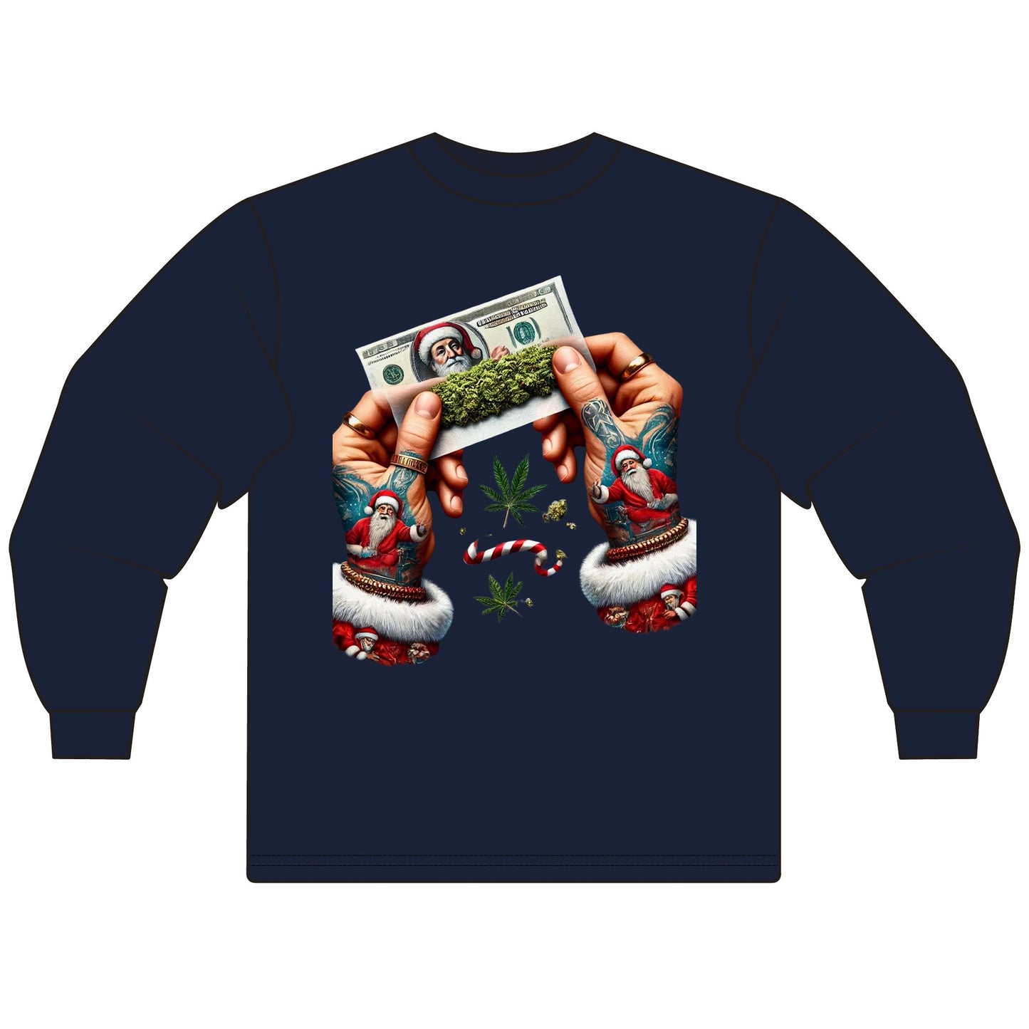 Holiday Vibes Unisex Long Sleeve T-Shirt, Christmas Gift, Cannabis Lover Shirt, Unique Holiday Apparel, Festive Tee, Unisex Tee