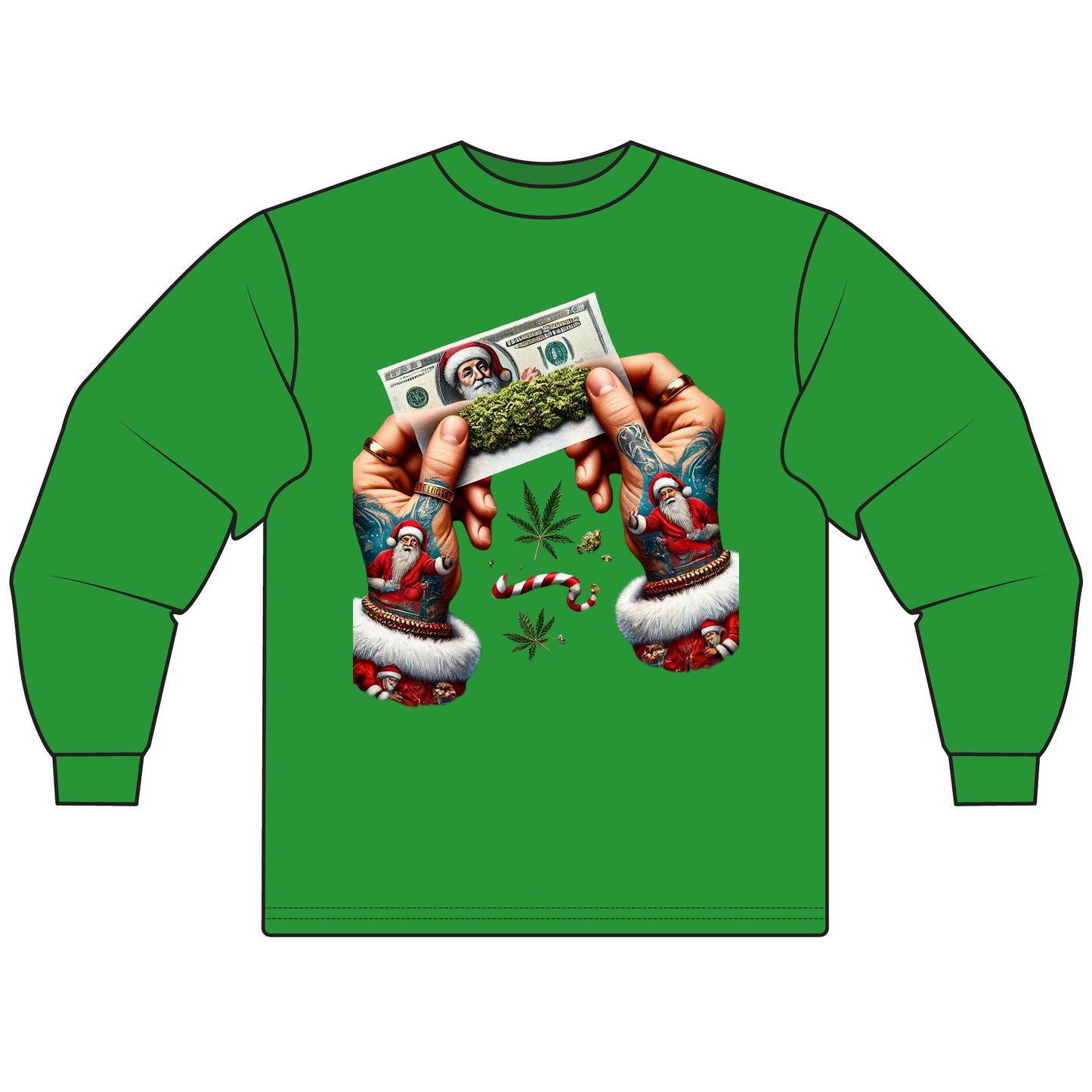 Holiday Vibes Unisex Long Sleeve T-Shirt, Christmas Gift, Cannabis Lover Shirt, Unique Holiday Apparel, Festive Tee, Unisex Tee
