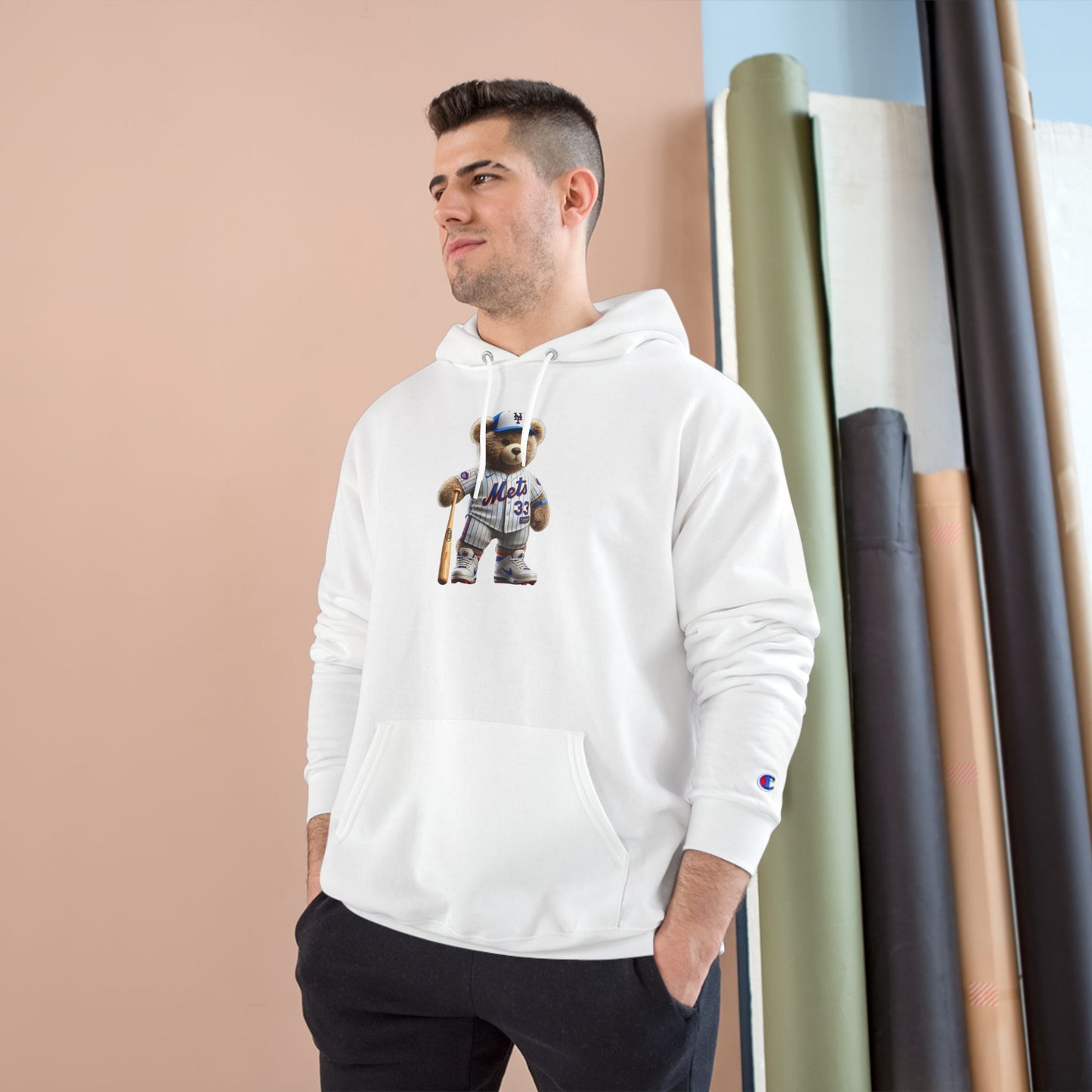 Cute Sports Bear Hoodie, Cozy Sweatshirt, Gift for Sports Fans, Casual Wear, Unisex Champion Hoodie, Birthday Present, Animal Lover Apparel