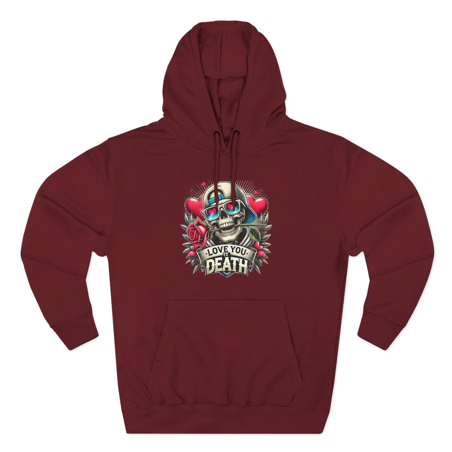 Gothic Love Death Hoodie - Three-Panel Fleece Sweatshirt
