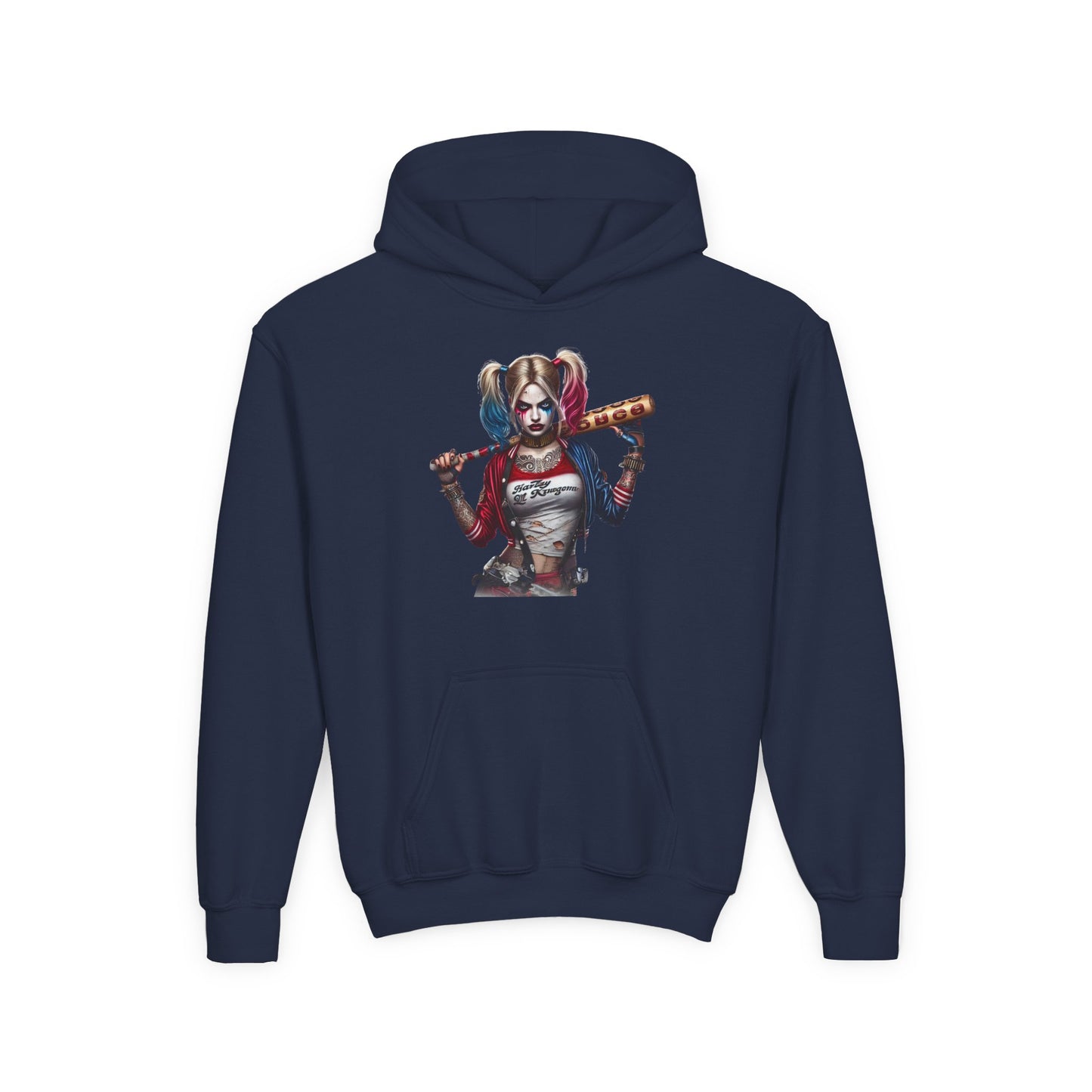 Harley Quinn Inspired Youth Hoodie, Be Unique Be Yourself Sweatshirt, Comic-Con Apparel, Kids Gift, Movie Fan Hoodie
