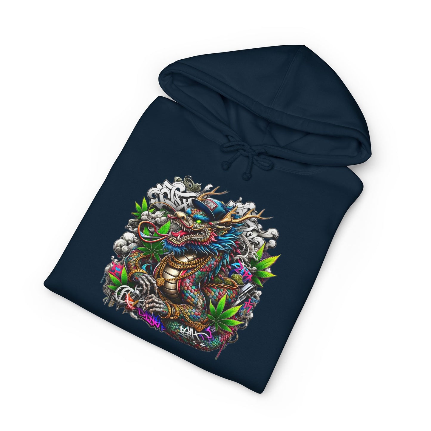 Colorful Dragon Design Unisex Heavyweight Hoodie, Graphic Sweatshirt, Streetwear Fashion, Unique Gift, Cozy Wear