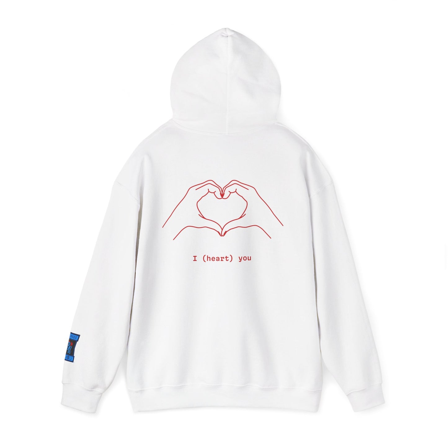 Heart Hands Hoodie — "I (heart) you" Minimal Valentine Sweatshirt