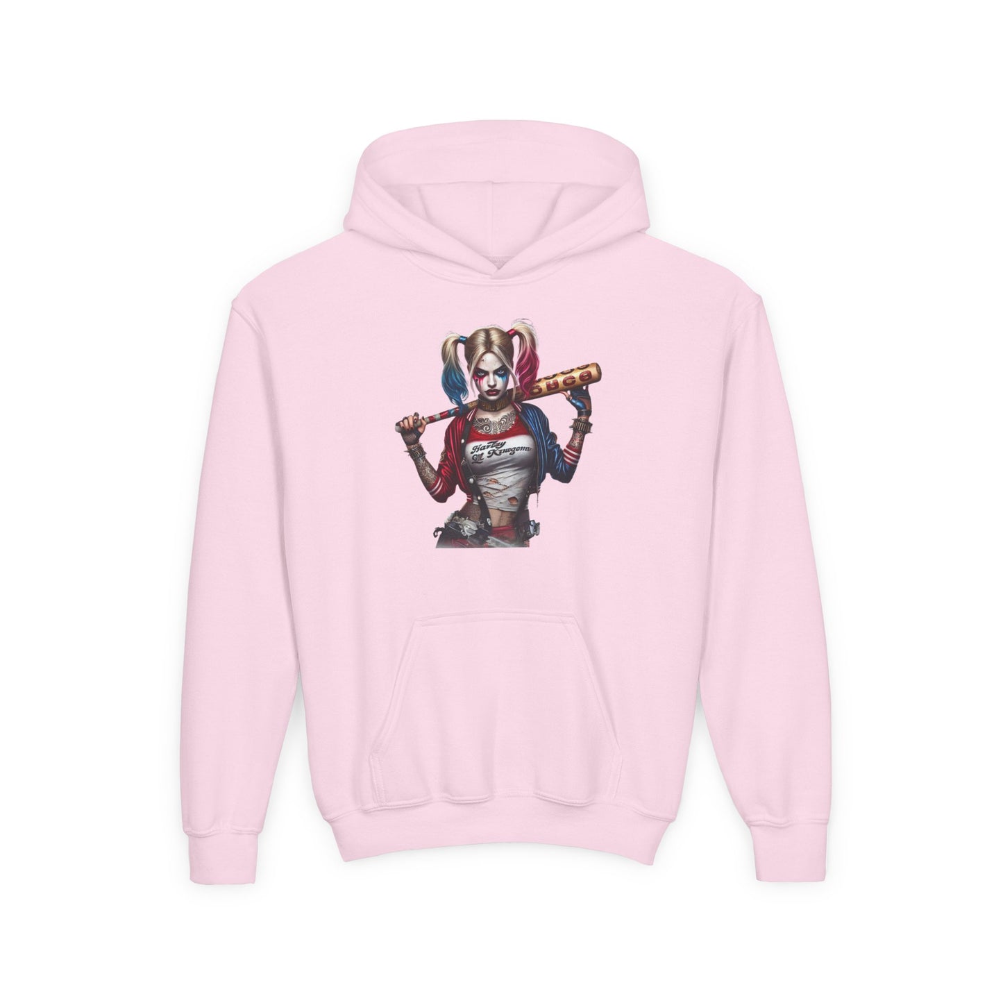 Harley Quinn Inspired Youth Hoodie, Be Unique Be Yourself Sweatshirt, Comic-Con Apparel, Kids Gift, Movie Fan Hoodie