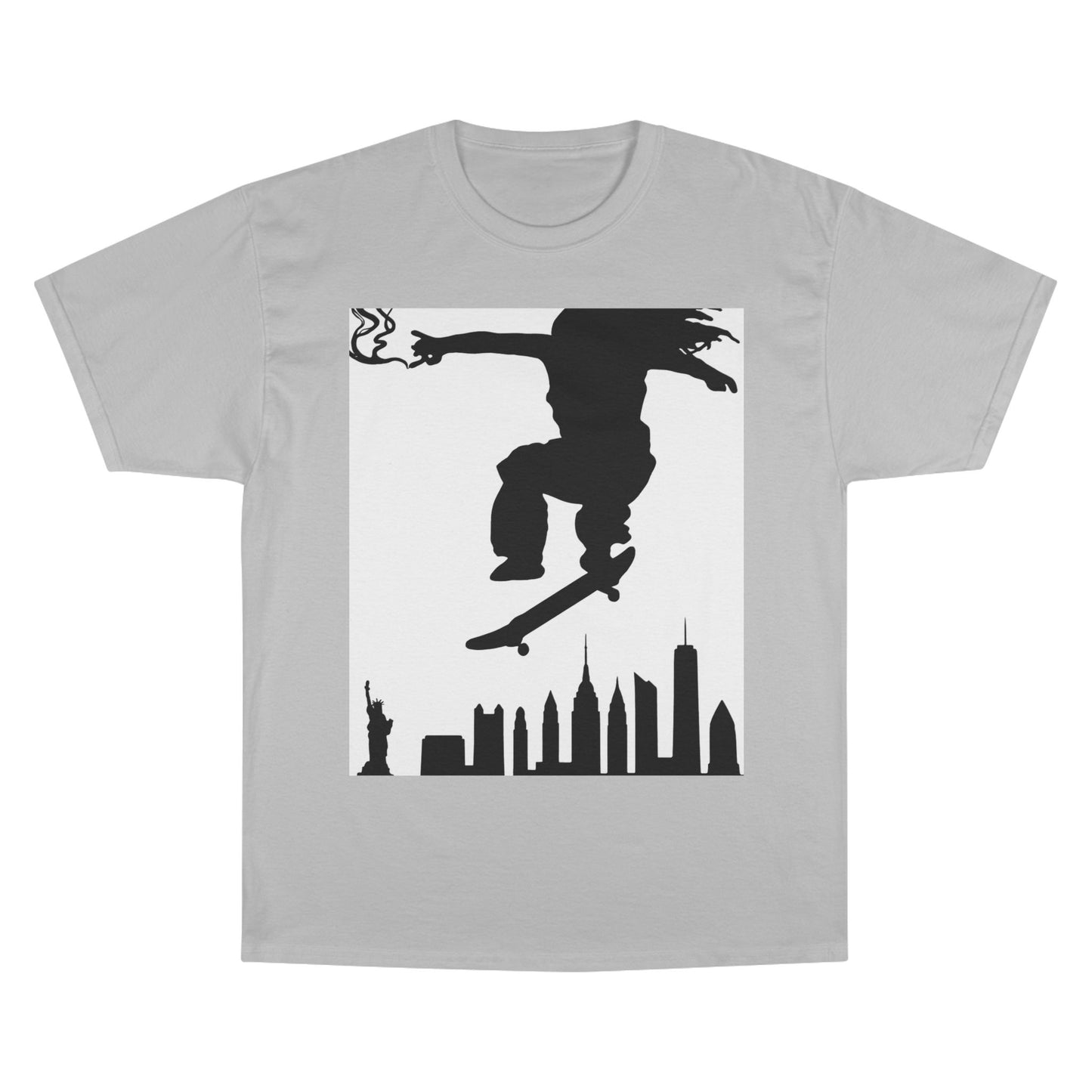 Skateboarder Silhouette T-Shirt — Urban NYC Skyline Skate Tee