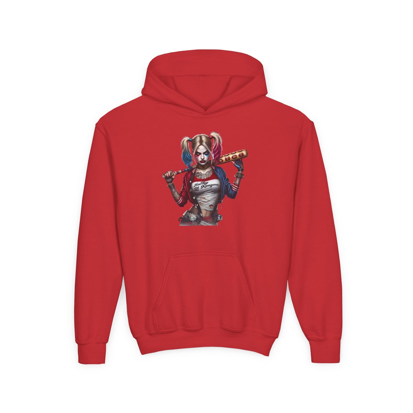 Harley Quinn Inspired Youth Hoodie, Be Unique Be Yourself Sweatshirt, Comic-Con Apparel, Kids Gift, Movie Fan Hoodie