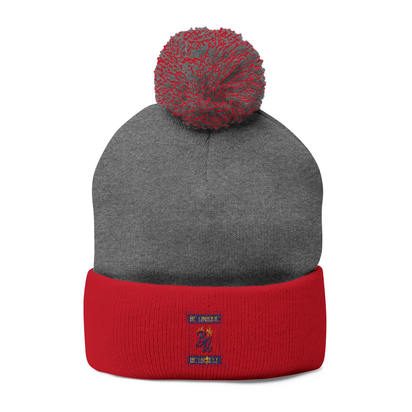 Cozy Pom-Pom Knit Cap with Unique Embroidery, Winter Hat, Beanie for Men & Women, Gift for Him/Her, Perfect for Outdoor Activities