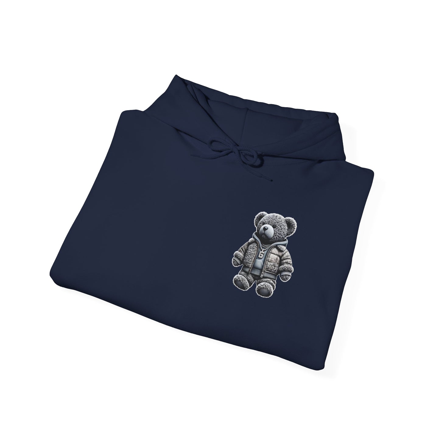 Teddy Bear Graphic Hoodie — Cozy Streetwear Pullover with Patch Detail