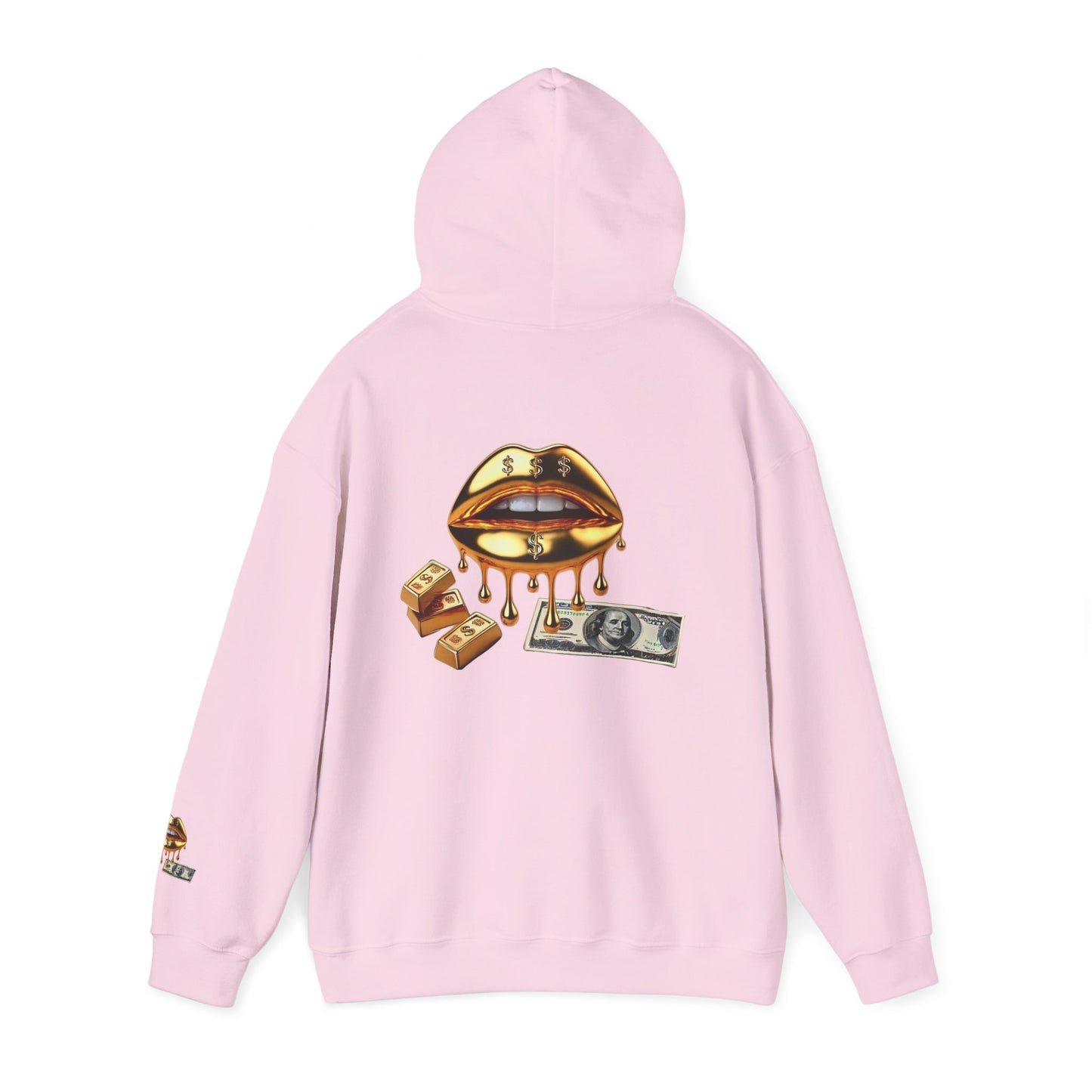 Hoodie — Golden Drip Lips & Money Graphic Pullover