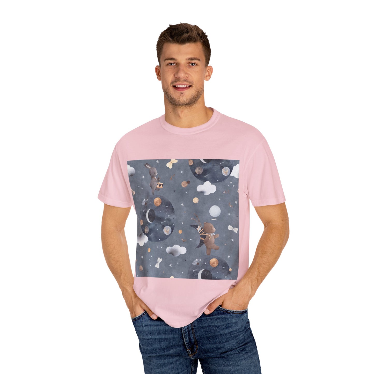 Whimsical Space-Themed T-Shirt, Unisex Graphic Tee, Comfortable Casual Wear, Unique Gift for Friends, Everyday Style, Be Unique Be Yourself