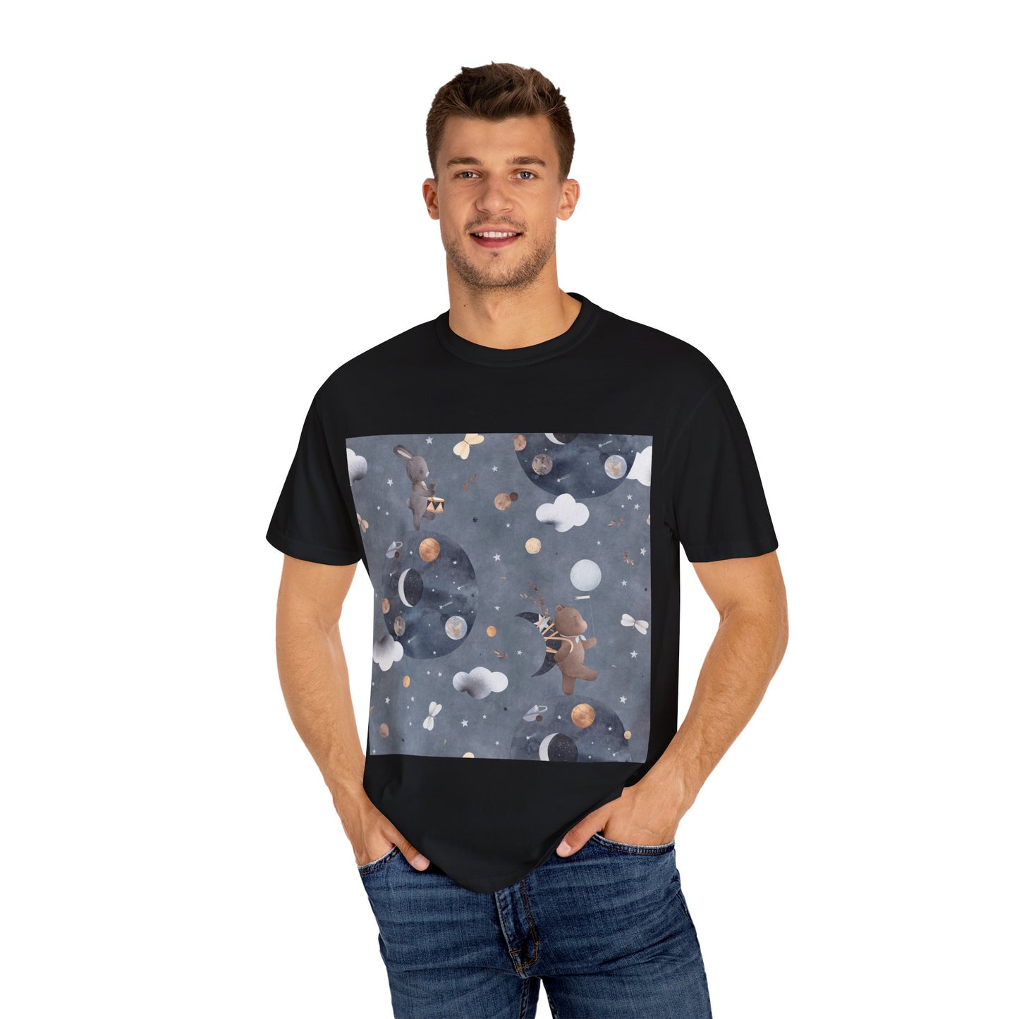 Whimsical Space-Themed T-Shirt, Unisex Graphic Tee, Comfortable Casual Wear, Unique Gift for Friends, Everyday Style, Be Unique Be Yourself