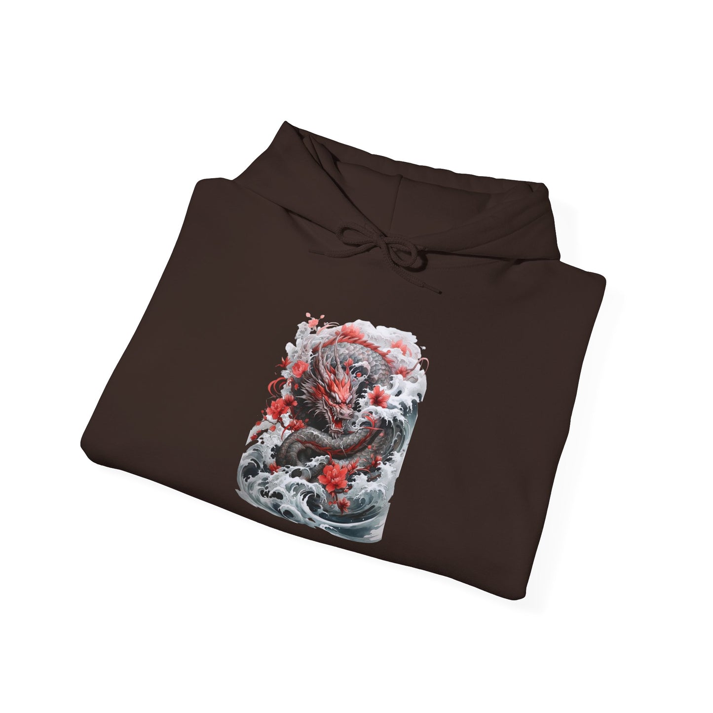 Dragon Wave Hoodie — Japanese Ink Koi Dragon Graphic Hooded Sweatshirt