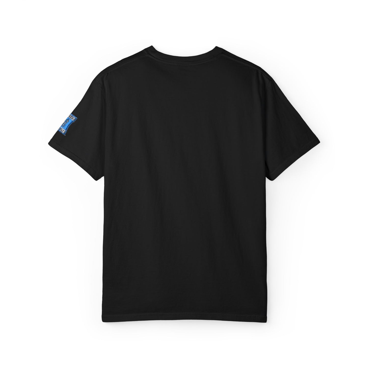 Blue Floral Bear Graphic T-Shirt — Chest & Sleeve Print
