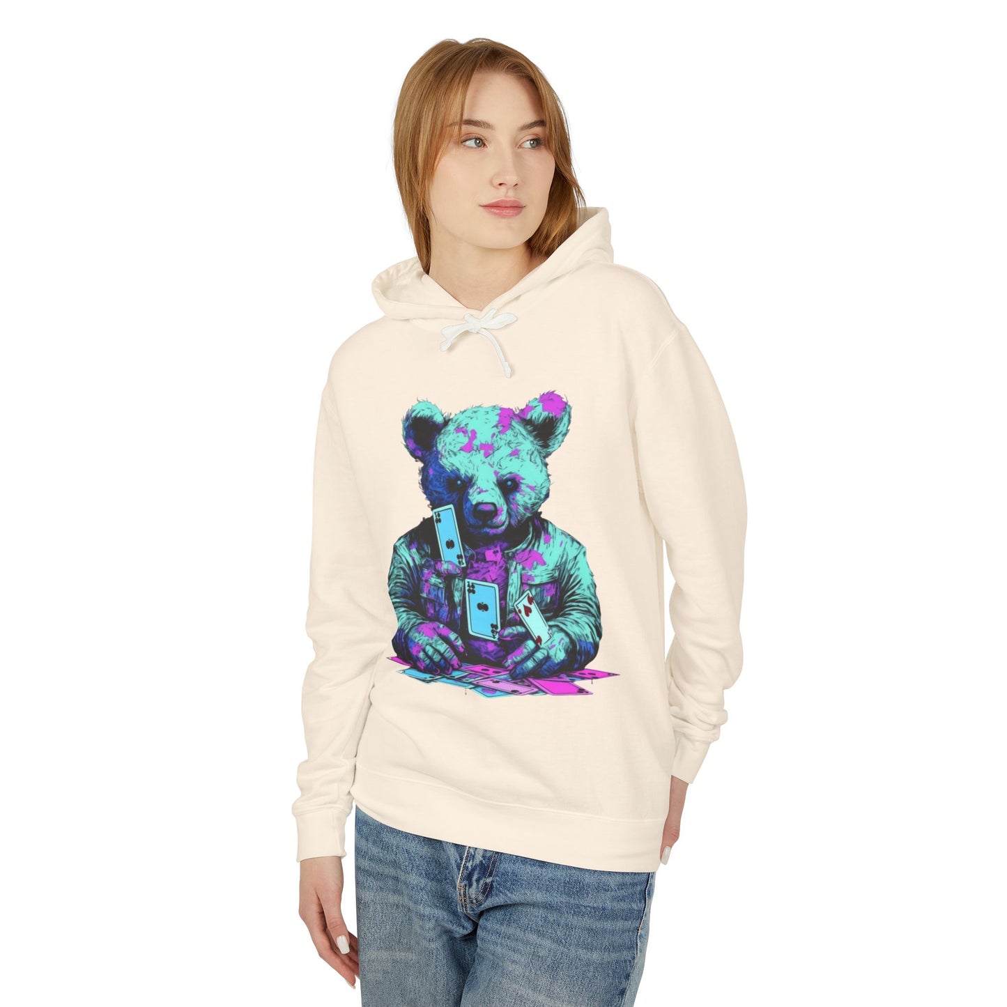 Colorful Bear Graphic Hoodie for Trendy Casual Wear