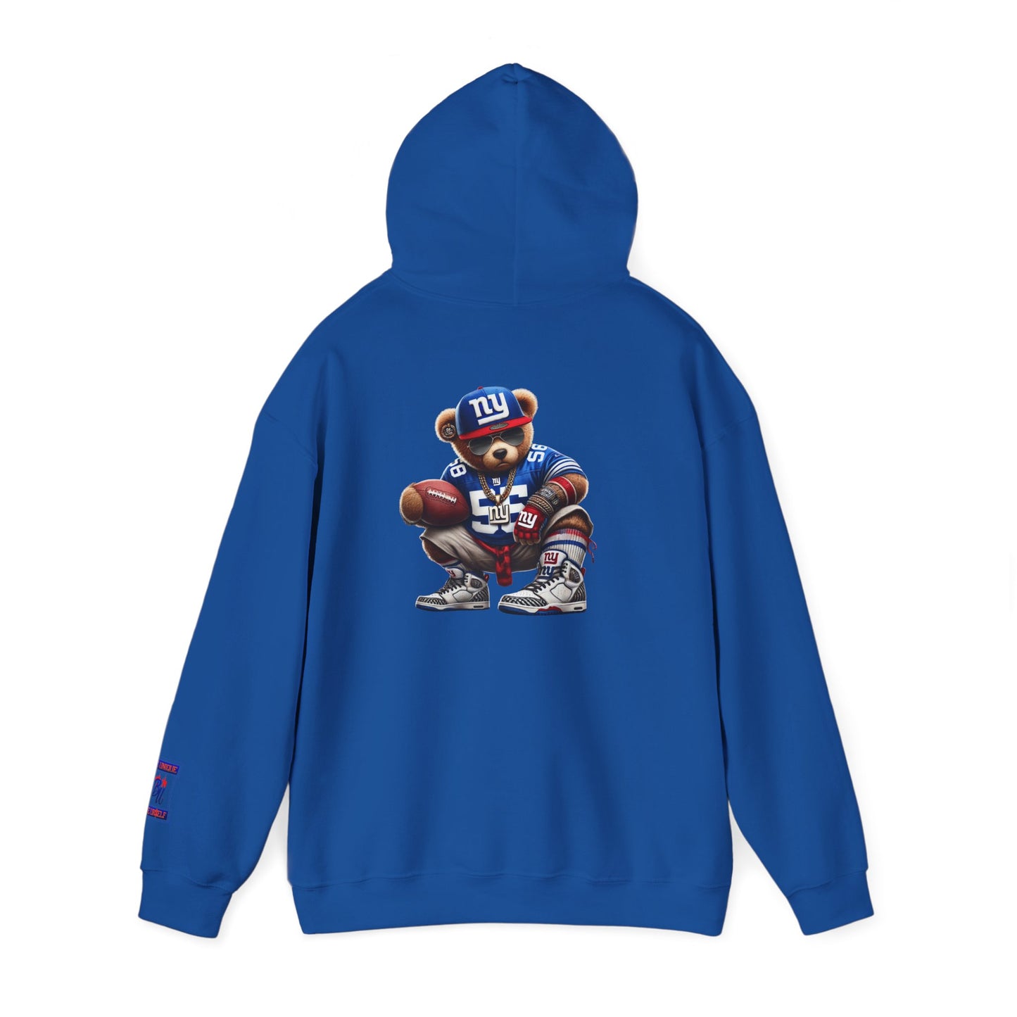 Football Bear Hoodie — Retro NYG Football Player Graphic Sweatshirt