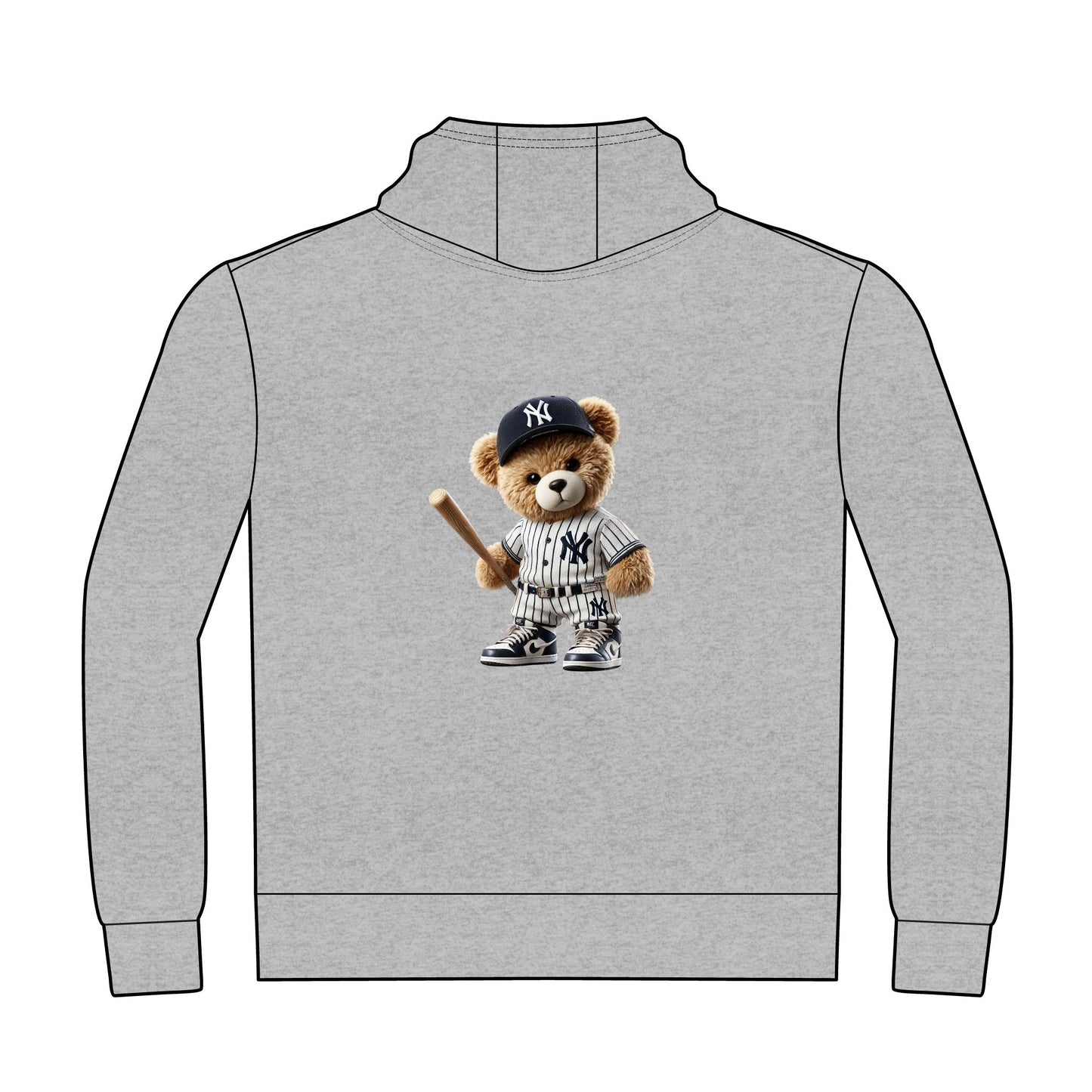 Stylish Unisex Hoodie with Cute Bear Design, Cozy Pullover for Casual Wear, Gift for Birthdays, Holidays, Sports Fans