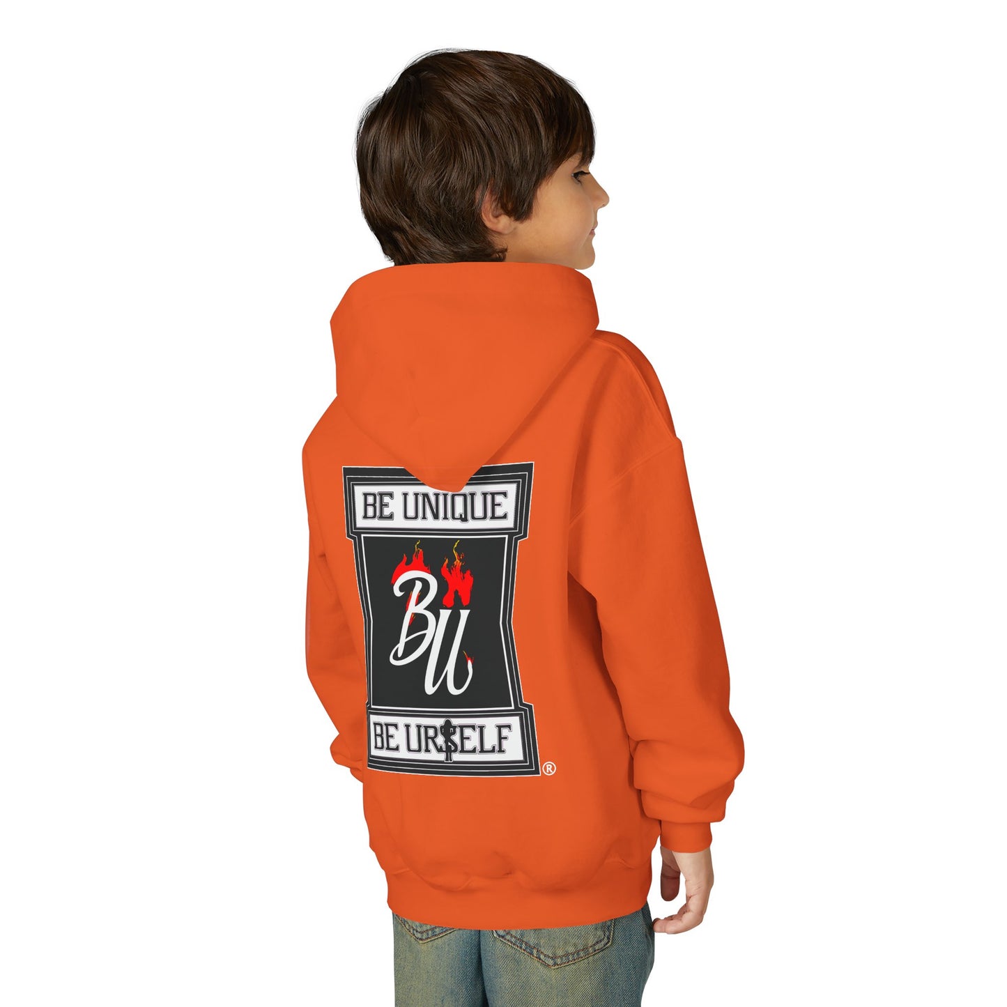 Youth Hoodie — Be Unique Be Urself Graphic Hoodie with Octopus Skull Design