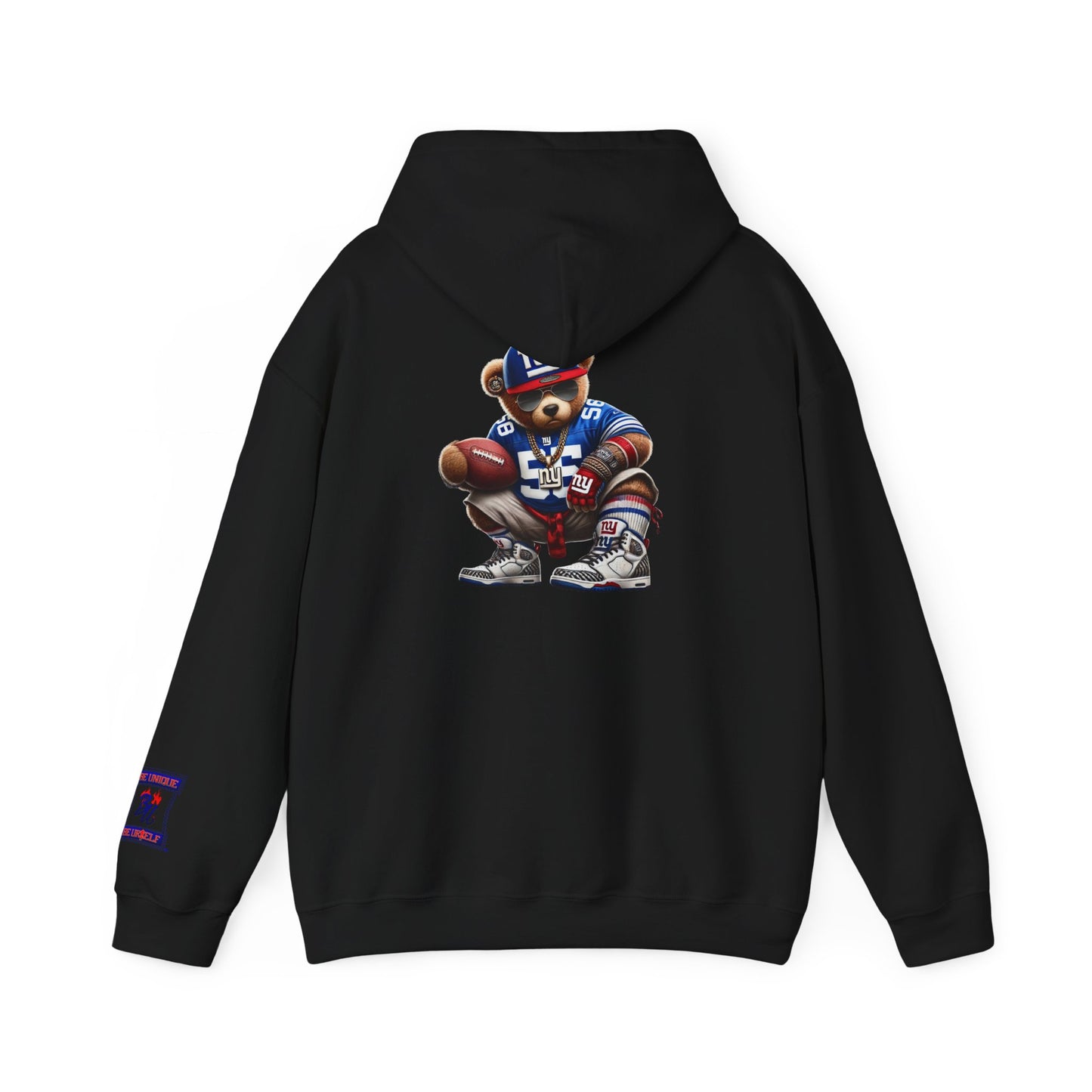 Football Bear Hoodie — Retro NYG Football Player Graphic Sweatshirt