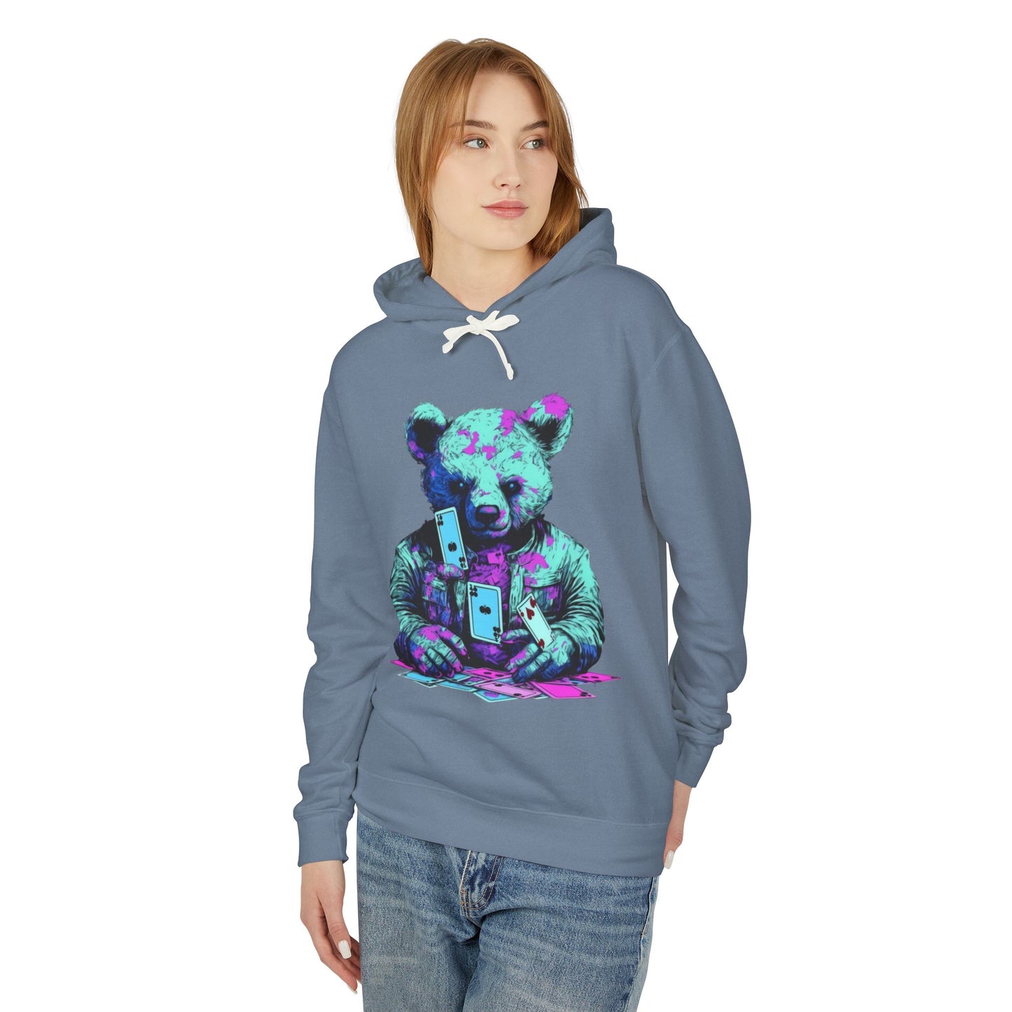 Colorful Bear Graphic Hoodie for Trendy Casual Wear