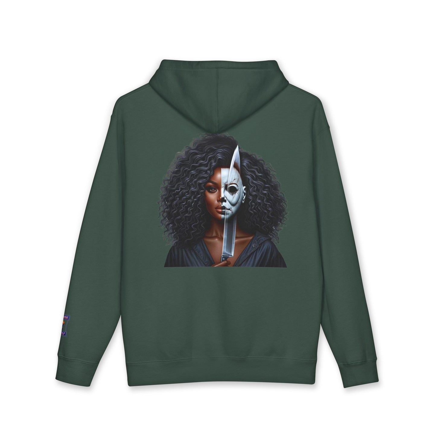 Fierce Art Hoodie | Unisex Heavyweight Sweatshirt, Graphic Design Layered Look, Unique Gift, Casual Fashion, Halloween Apparel