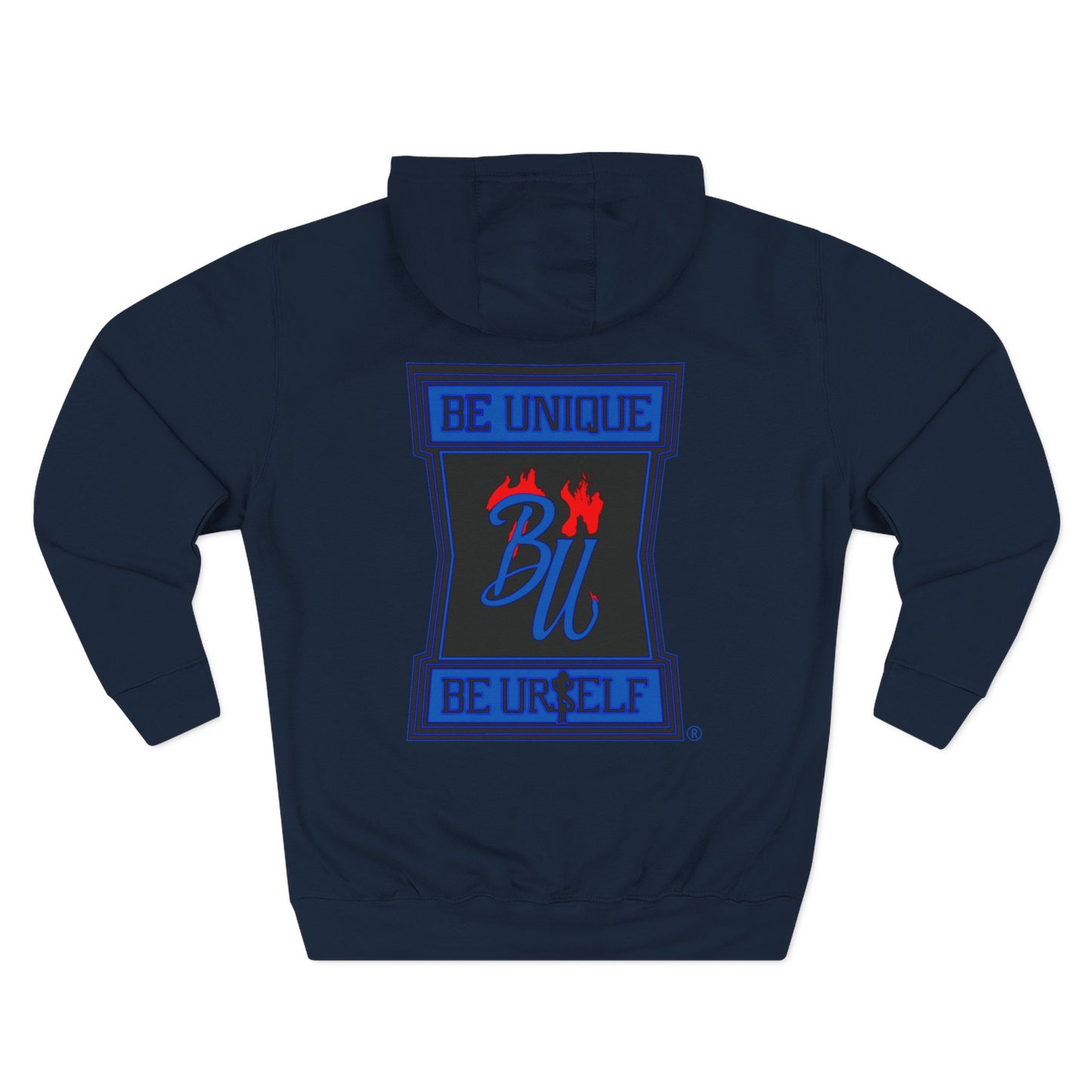 Be Unique Be Urself Hoodie — Cute Bear Soldier Graphic Fleece Pullover