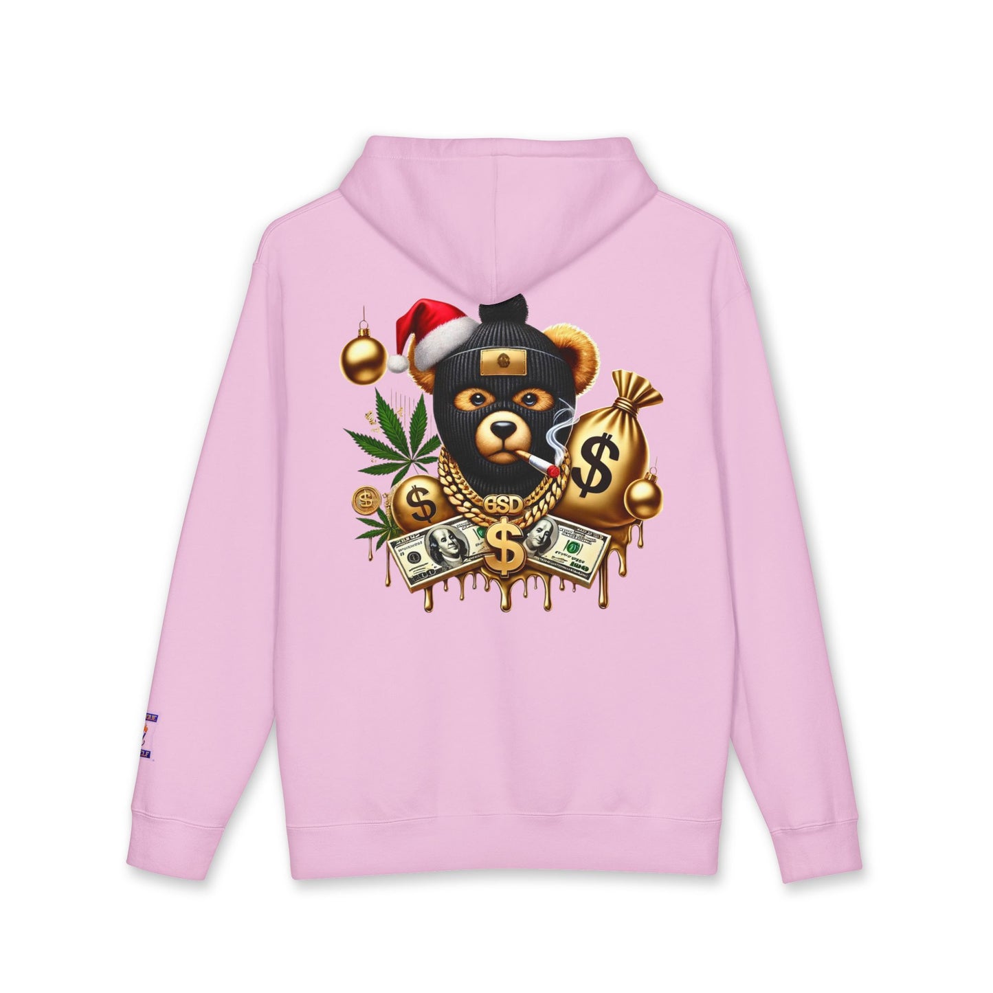 Festive Bear Hoodie: Unisex Heavyweight Sweatshirt with Holiday Vibe, Bear Design, Christmas Gift, Cozy Attire, Streetwear Style