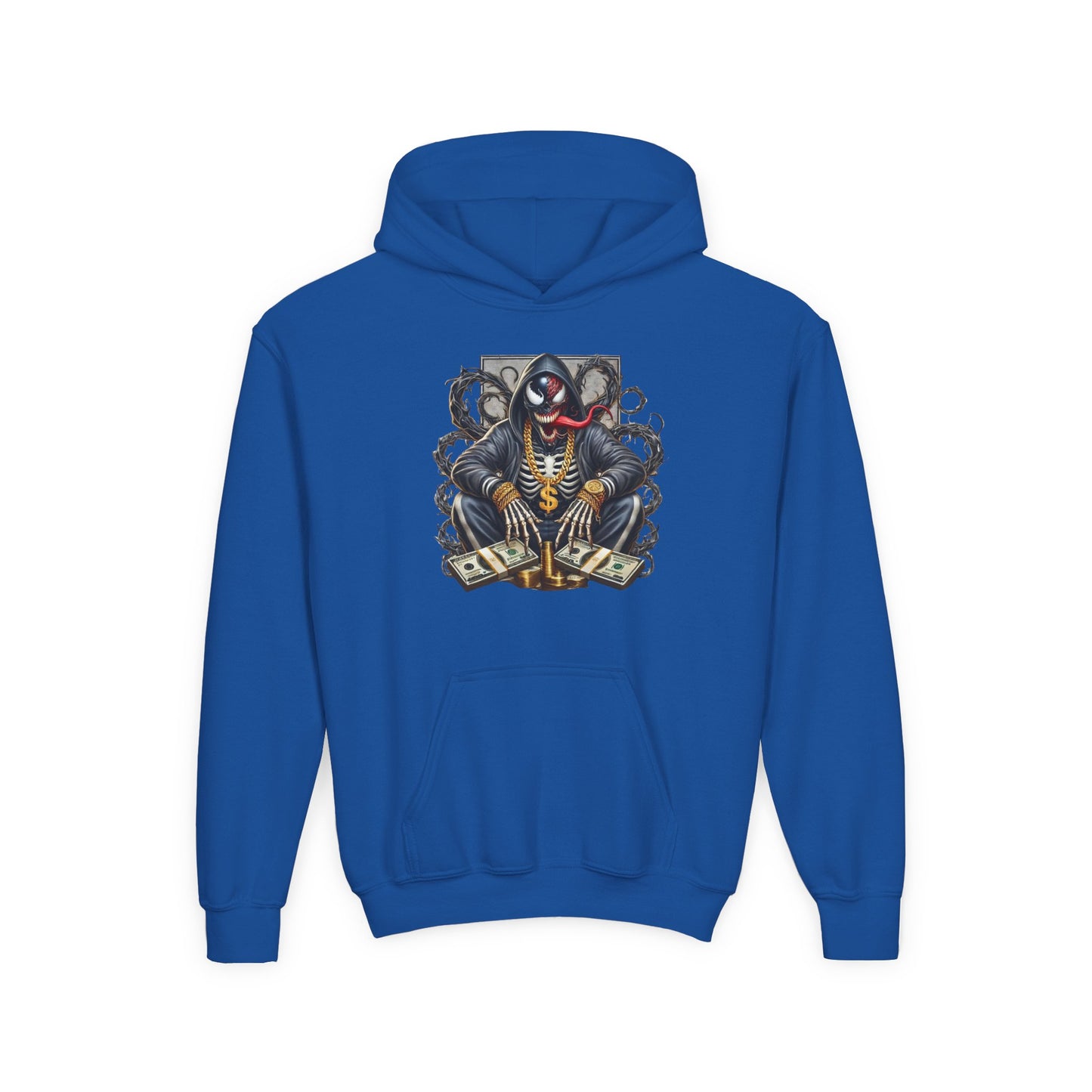 Youth Hoodie — Be Unique Be Urself Graphic Hoodie with Octopus Skull Design