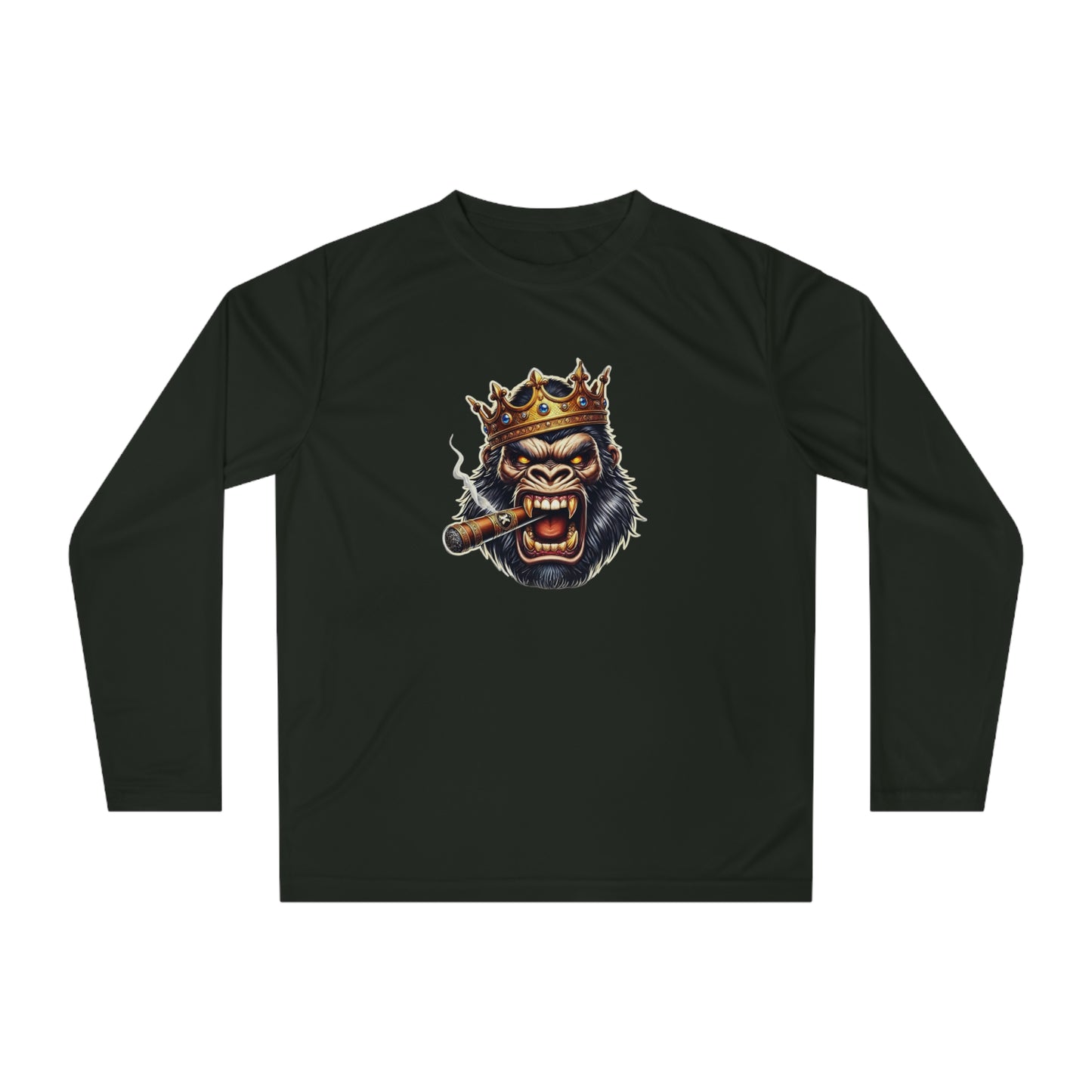 King Gorilla Performance Long Sleeve Shirt, Unisex Graphic Tee, Sporty Apparel, Gift for Him, Unique Workout Top