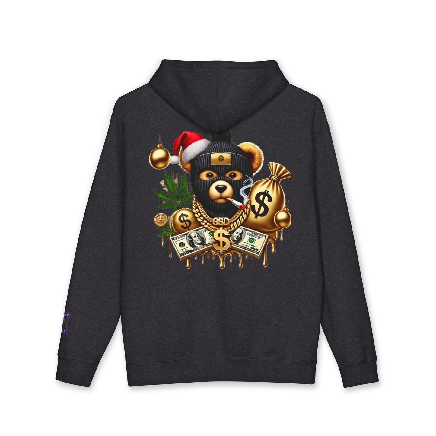 Festive Bear Hoodie: Unisex Heavyweight Sweatshirt with Holiday Vibe, Bear Design, Christmas Gift, Cozy Attire, Streetwear Style