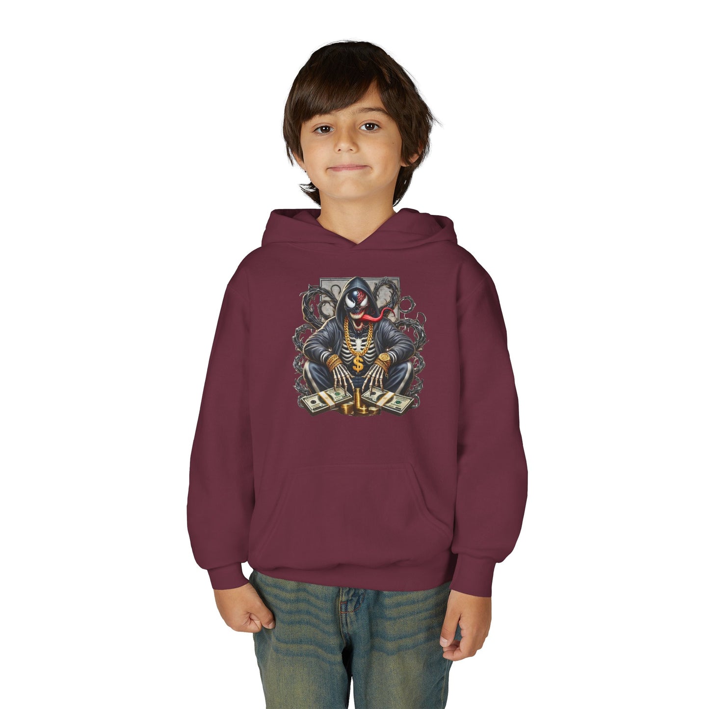 Youth Hoodie — Be Unique Be Urself Graphic Hoodie with Octopus Skull Design
