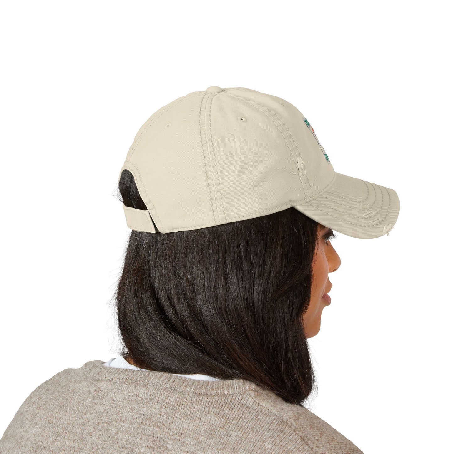 Embroidered Distressed Dad Hat — Retro Patch Logo Cap