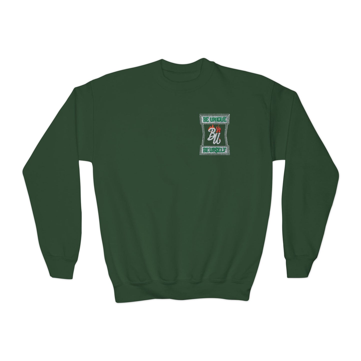Youth Crewneck Sweatshirt — Holiday Floral Pocket Print