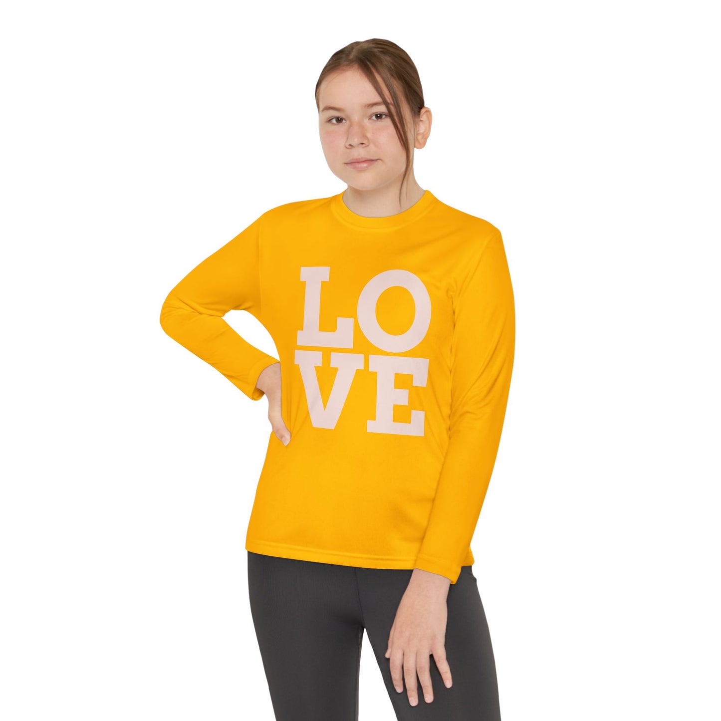 Youth Long Sleeve Love Competitor Tee | Cute Kids Shirt, Gift for Teens, Unique Style Tee, Birthday Present, Be Yourself Wear