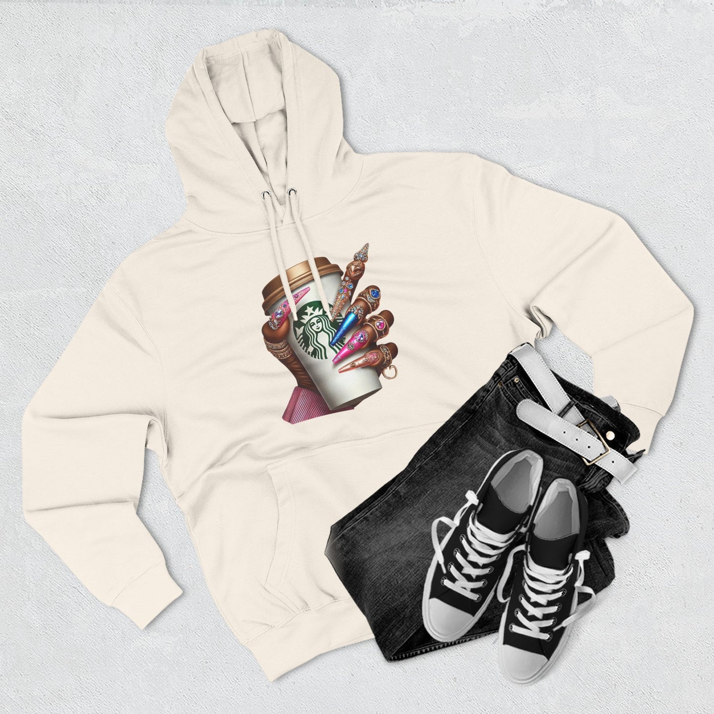 Artistic Coffee Lover's Fleece Hoodie