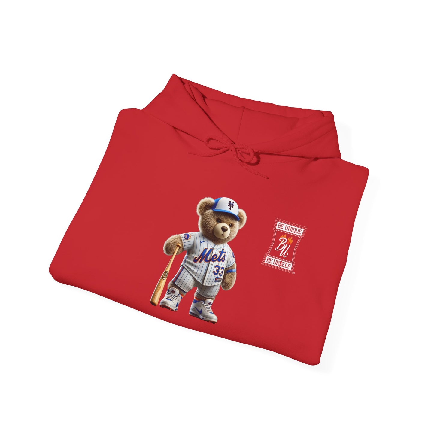 Baseball Teddy Hoodie — Cute Mets Bear Sweatshirt, Fan Gift
