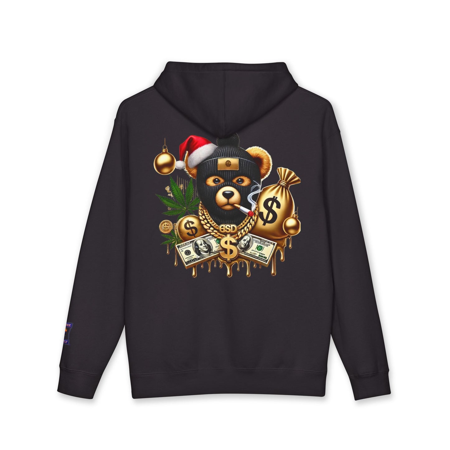 Festive Bear Hoodie: Unisex Heavyweight Sweatshirt with Holiday Vibe, Bear Design, Christmas Gift, Cozy Attire, Streetwear Style