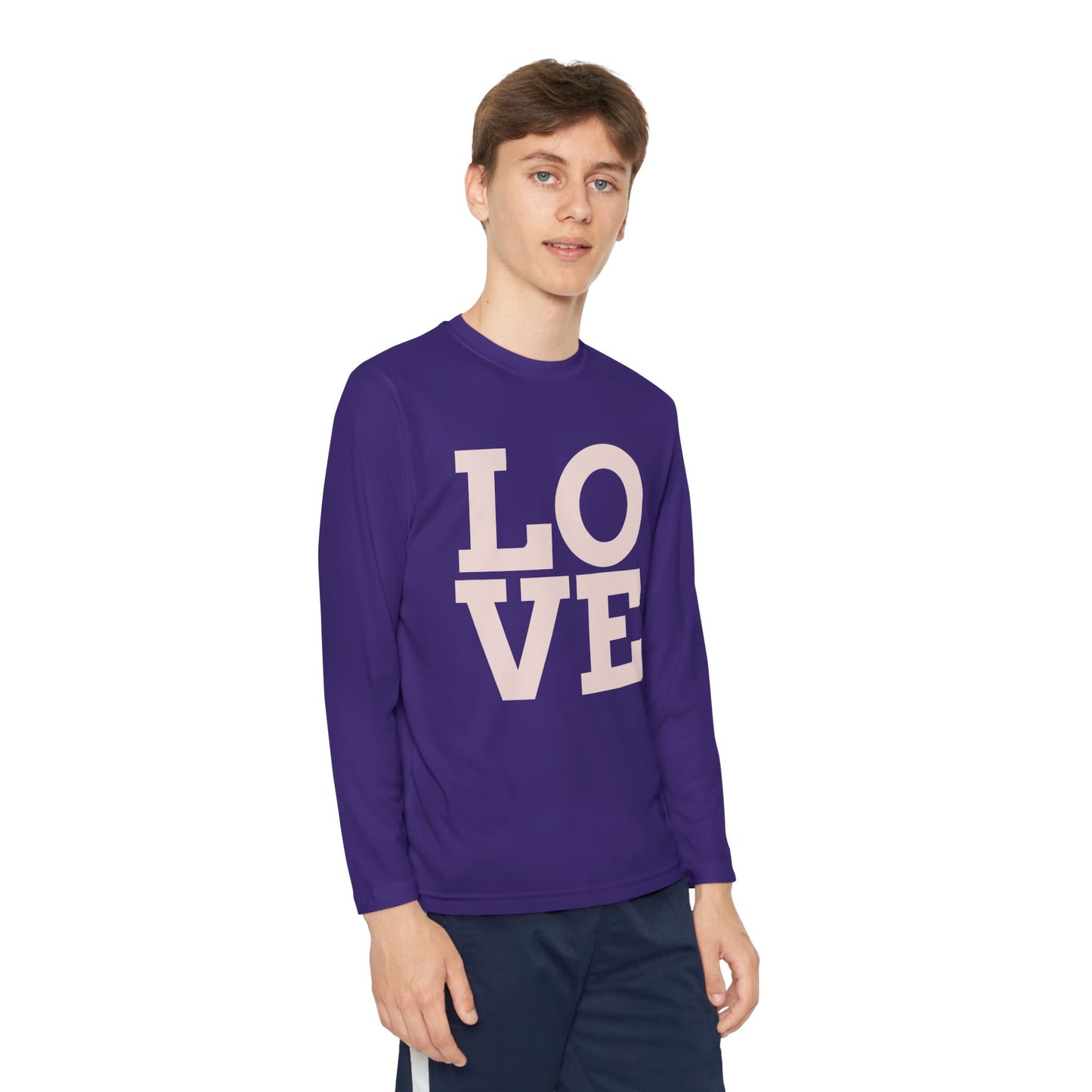 Youth Long Sleeve Love Competitor Tee | Cute Kids Shirt, Gift for Teens, Unique Style Tee, Birthday Present, Be Yourself Wear