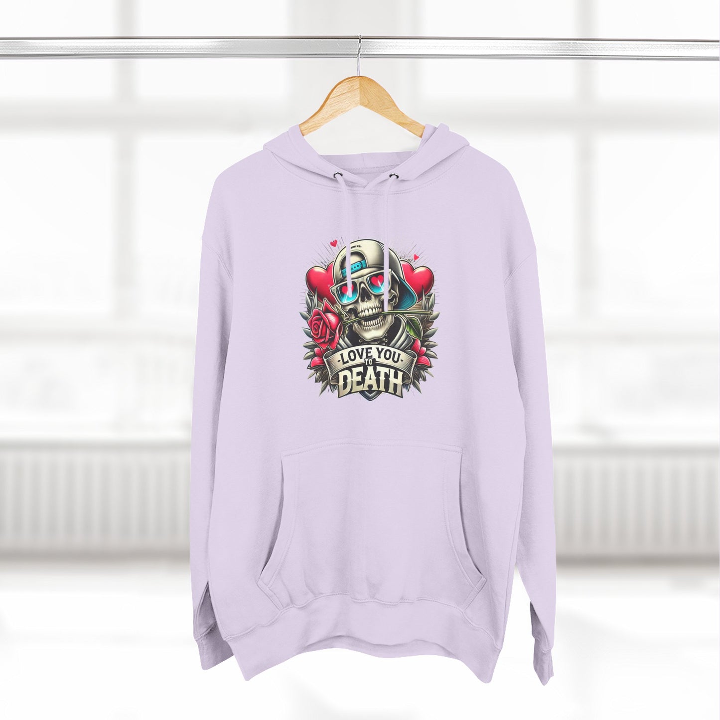 Gothic Love Death Hoodie - Three-Panel Fleece Sweatshirt