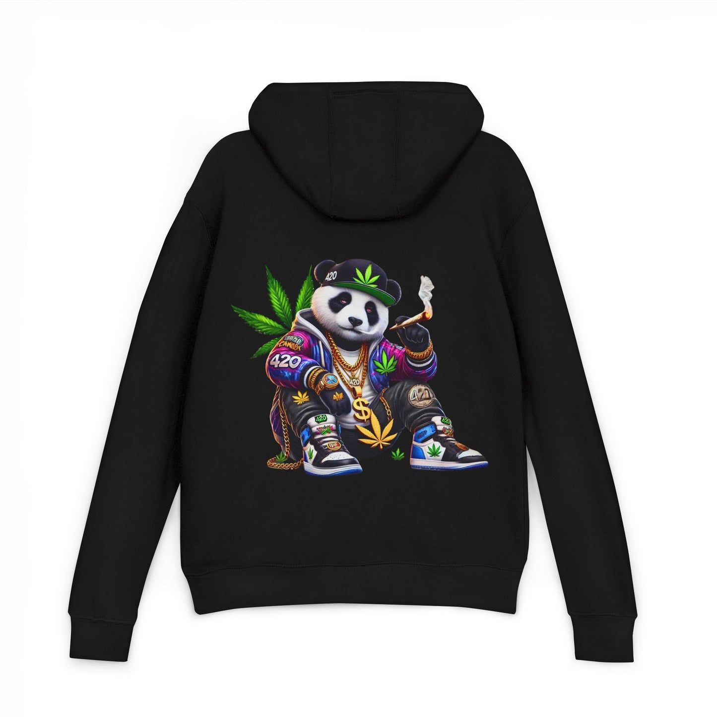Panda 420 Streetwear Hoodie — Cannabis Leaf Graphic Pullover