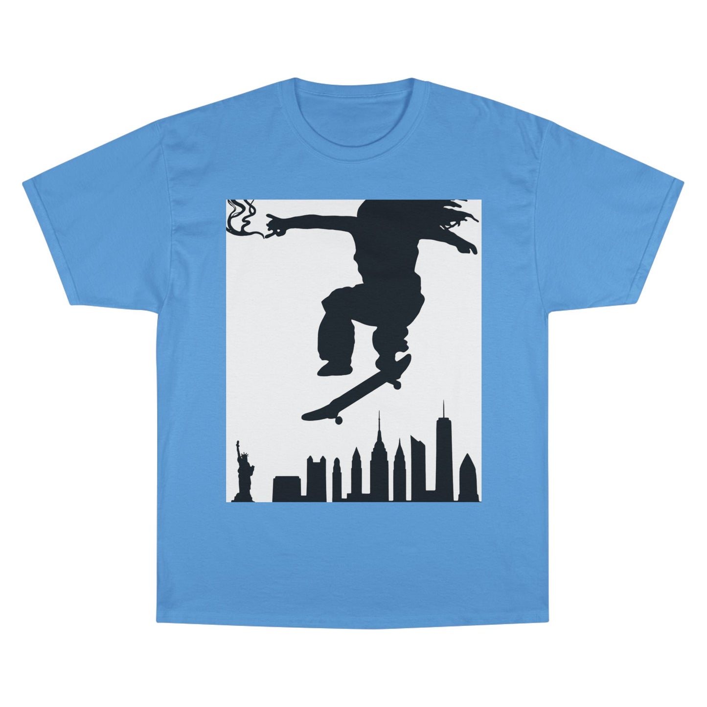 Skateboarder Silhouette T-Shirt — Urban NYC Skyline Skate Tee
