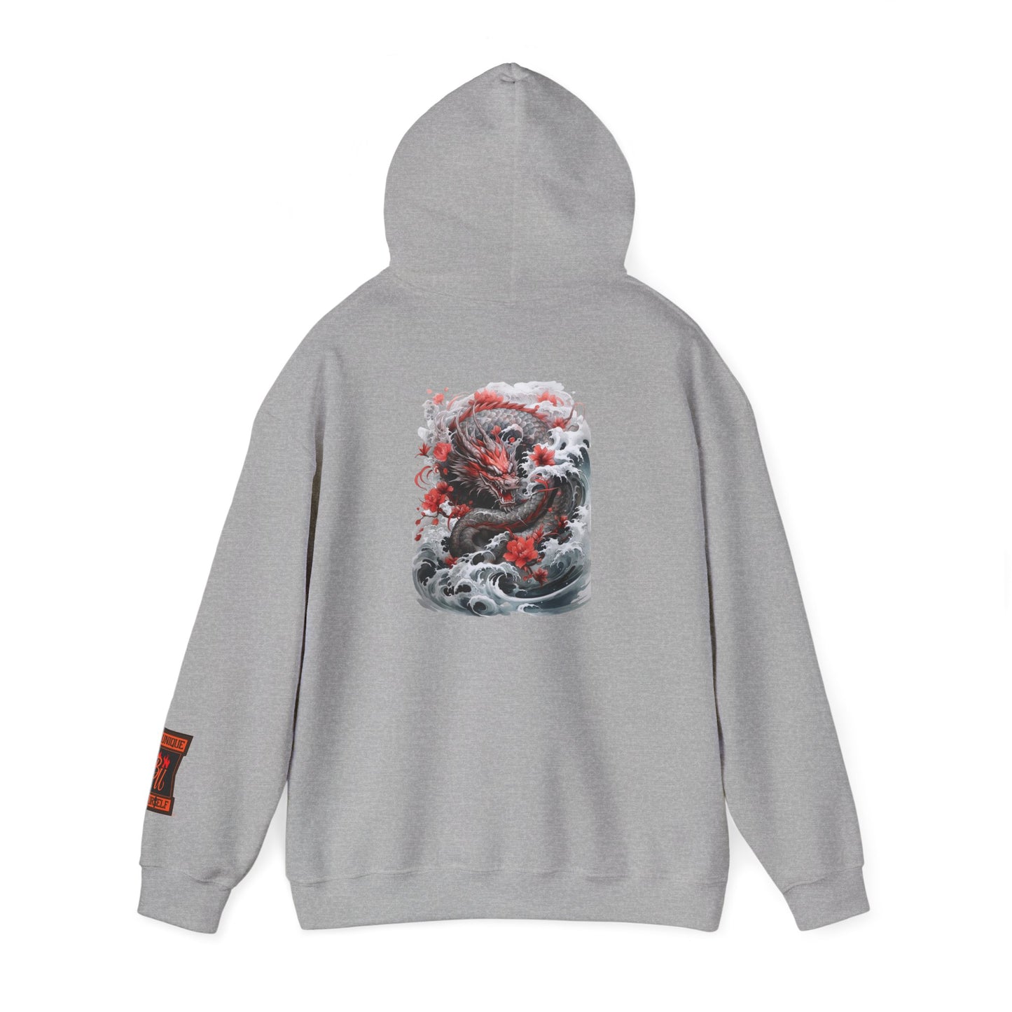 Dragon Wave Hoodie — Japanese Ink Koi Dragon Graphic Hooded Sweatshirt
