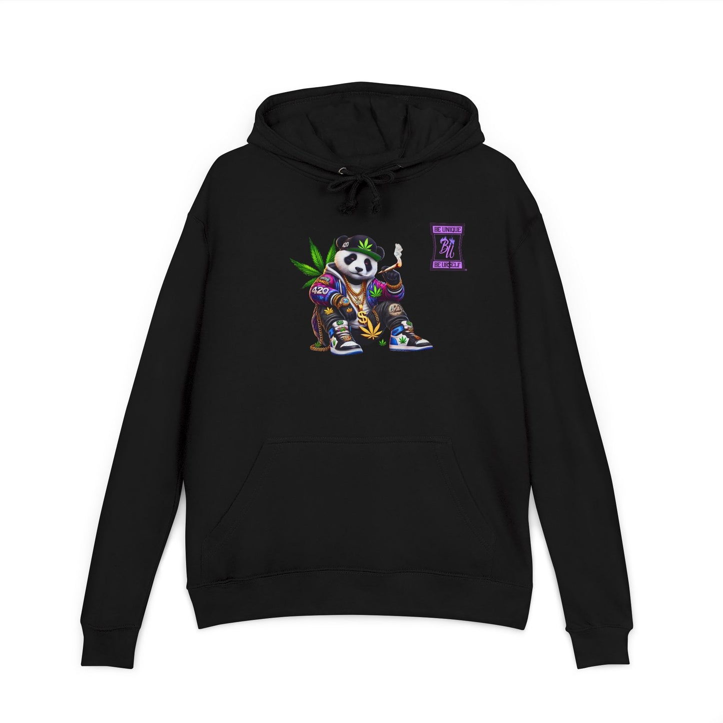 Panda 420 Streetwear Hoodie — Cannabis Leaf Graphic Pullover