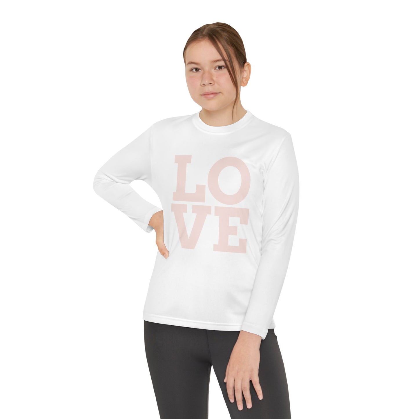 Youth Long Sleeve Love Competitor Tee | Cute Kids Shirt, Gift for Teens, Unique Style Tee, Birthday Present, Be Yourself Wear