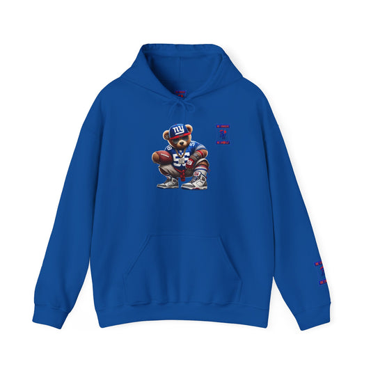 Football Bear Hoodie — Retro NYG Football Player Graphic Sweatshirt