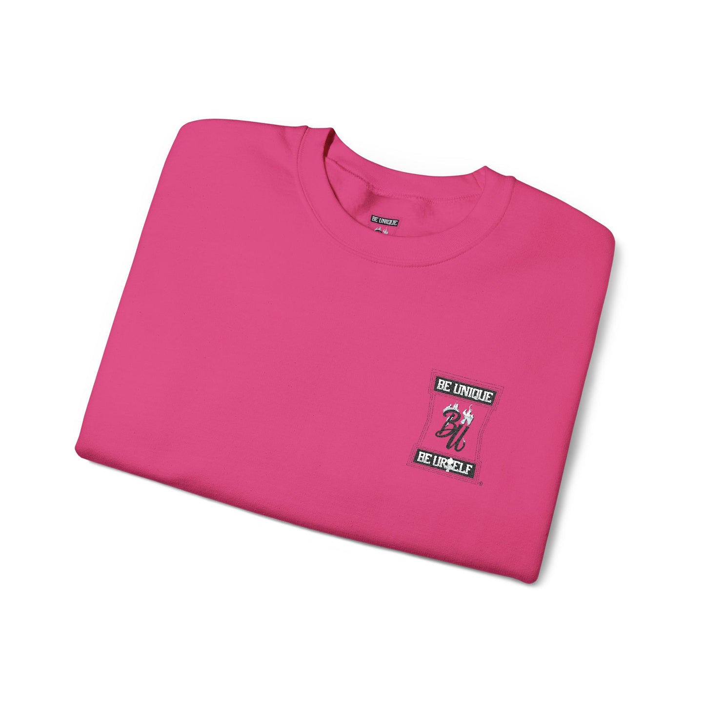 Minimalist White Crewneck Sweatshirt with Small Chest & Sleeve Graphic